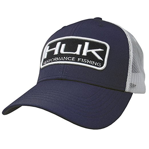 Youth Huk Performance Head Gear Bass Fishing Patch Blue Fitted Hat New